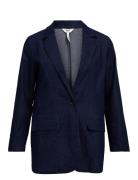 Objjune Re Ls Denim Blazer E Div Blazers Single Breasted Blazers Navy ...