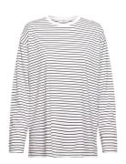 Striped Over D T-Shirt Tops T-shirts & Tops Long-sleeved White Mango