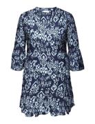 Carmarrakesh Life 3/4 Tunic Dress Aop Tops Tunics Blue ONLY Carmakoma