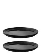 Theo Plate, 22 Cm - 2 Pcs Home Tableware Plates Dinner Plates Black St...