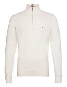 Pima Org Ctn Cashmere Zip Mock Tops Knitwear Half Zip Jumpers White To...