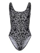 Print U-Back St Sport Swimsuits Black Adidas Sportswear