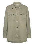 Cotton Overshirt With Buttons Tops Overshirts Khaki Green Mango