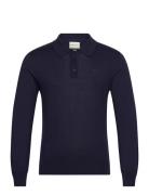 Fine Cotton Polo Tops Knitwear Long Sleeve Knitted Polos Blue GANT