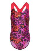 Girls Digital Allover Splashback Sport Swimsuits Pink Speedo