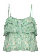 Recycled Chiffon Strap Top Tops Blouses Sleeveless Green Rosemunde