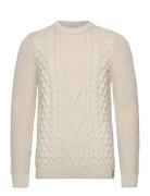 Jacob Cable Jumper Tops Knitwear Round Necks Cream Superdry