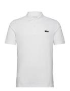 Stretch Pique Slim Button Polo Tops Polos Short-sleeved White Calvin K...