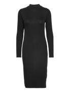 Krown Ls T-Neck Dress Knelang Kjole Black Modström