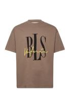 Signature T-Shirt Tops T-shirts Short-sleeved Brown BLS Hafnia