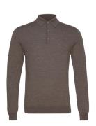 Maklint Tops Knitwear Long Sleeve Knitted Polos Brown Matinique