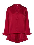 Pyjama Set Satin Frill Pyjamas Red Lindex