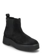 Minimal Suede Chelsea Flag Shoes Chelsea Boots Black Tommy Hilfiger