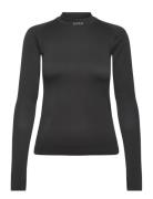 Borg Running Seamless Mock Neck Tops T-shirts & Tops Long-sleeved Blac...