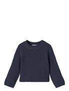 Nmfvenja Ls Loose Short Knit Tops Knitwear Pullovers Navy Name It