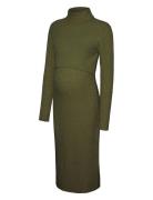 Mlsuniva June L/S Knit Midi Dress 2F Knelang Kjole Khaki Green Mamalic...