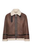 Faux Shearling Jacket Skinnjakke Skinnjakke Brown Lindbergh