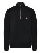 Tjm Reg 1/4 Zip Raglan Badge Tops Knitwear Half Zip Jumpers Black Tomm...