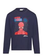 Tshirt Tops T-shirts Long-sleeved T-shirts Navy Spider-man