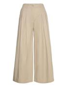 Cotton Pleated Trousers Bottoms Trousers Wide Leg Beige Mango