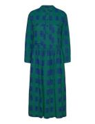 Checked Loose Fit Dress Knelang Kjole Green Bobo Choses