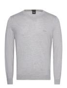 Baram-L Tops Knitwear V-necks Grey BOSS