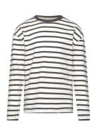 Striped Long Sleeves T-Shirt Tops T-shirts Long-sleeved T-shirts White...