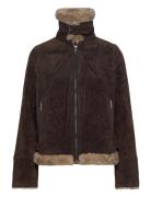 Ciara Suede Shearling Jacket Skinnjakke Skinnjakke Brown Jofama