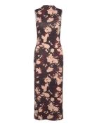 Midi Printed Dress Maxikjole Festkjole Burgundy Mango