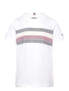 Global Stripe Print Reg Tee Ss Tops T-shirts Short-sleeved White Tommy...