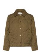 Quilted Cord Detailed Jacket Vattert Jakke Khaki Green GANT