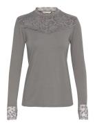 Crtrulla Jersey Blouse Tops T-shirts & Tops Long-sleeved Grey Cream