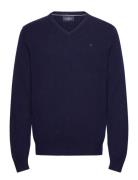 Lambswool V Neck Tops Knitwear V-necks Navy Hackett London