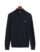 Cotton Cable Half Zip Tops Knitwear Half Zip Jumpers Navy GANT