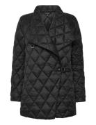 Buckle-Trim Diamond-Quilted Down Coat Vattert Jakke Black Lauren Ralph...