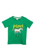 Pippi T-Shirt Tops T-shirts Short-sleeved Green Pippi Langstrømpe