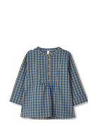 Bæk&Bølge Irene Shirt M/L Blue/Ochre Topp Blue Juna