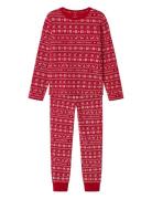 Nknvismas Ls Nightset Pyjamas Sett Red Name It