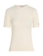 5X2 Rib C-Nk Ss Tops T-shirts & Tops Short-sleeved Cream Tommy Hilfige...