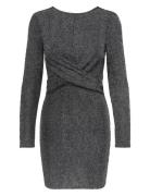 Onlqueen L/S Glitter Twist Dress Jrs Knelang Kjole Grey ONLY