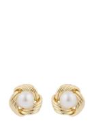 Soap Pearl Knot Ear G/White - Accessories Jewellery Earrings Studs Gol...