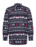 The Stylish Christmas Shirt Tops Shirts Casual Navy Christmas Sweats