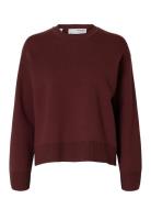 Slfkamma Ls Knit O-Neck Tops Knitwear Jumpers Burgundy Selected Femme