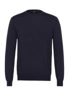 100% Wool Medium-Knit Sweater Tops Knitwear Round Necks Navy Mango