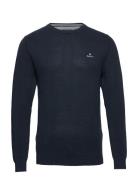 Cotton Pique C-Neck Tops Knitwear Round Necks Navy GANT