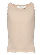 Rkbeatha Sl Top W/ Lace Tops T-shirts Sleeveless Beige Rosemunde Kids