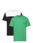 2P Color Block T-Shirt Tops T-shirts Short-sleeved Green Calvin Klein