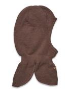 Balaclava Structure Knit Accessories Headwear Balaclava Brown Minymo