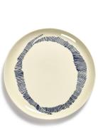 Plate L White Swirl-Stripes Blue Feast By Ottolenghi Set/2 Home Tablew...