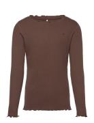 Finjask T-Shirt Long Sleeve Tops T-shirts Long-sleeved T-shirts Brown ...